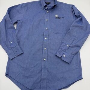 Lands’ End Oxford Button Down Shirt New Brunswick Scientific Logo Blue